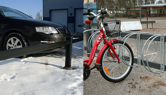 Parkeringsstaket och cykelparkering